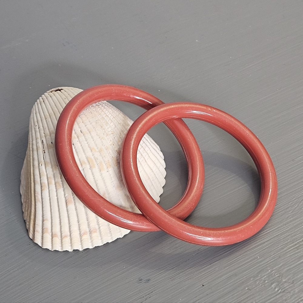Vtg Terrecota Orange Acrylic Bangle Set